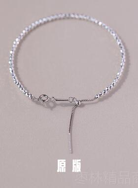 正品JUNJUN自制超级爆银925银手镯进工艺每一颗珠都有45个闪口切