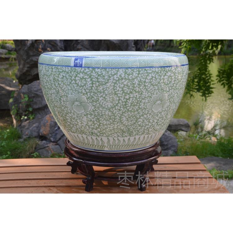 正品鱼缸水缸箱景德镇陶瓷缸特鱼族大号创意花盆艺术生态金鱼乌龟