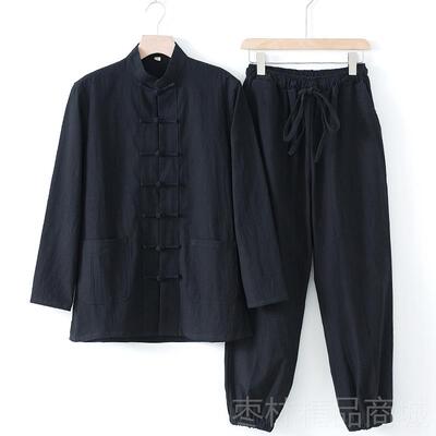正品中国风棉麻居士服禅服茶套装中式复古男佛系装古风打唐坐服装