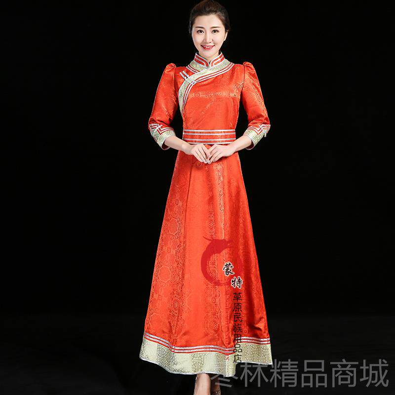 正品内蒙古少数民女族服装士蒙古舞蹈袍演出风服工作服伴娘礼仪日图片