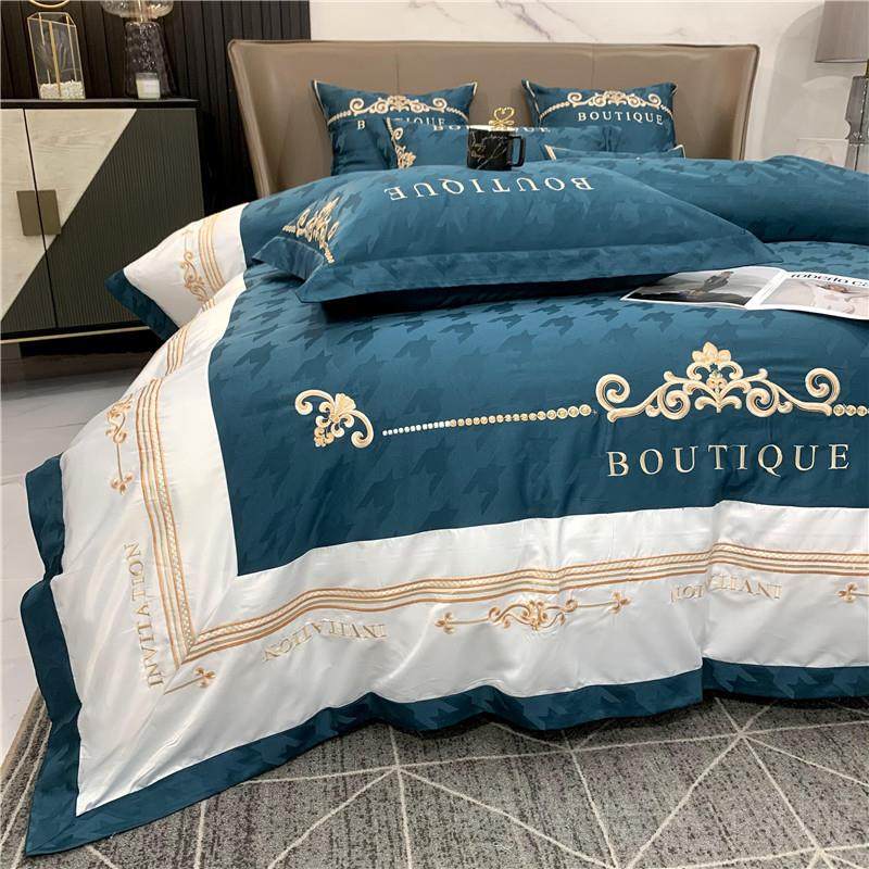 正品轻奢风贡缎简提花纯棉件约刺绣全棉被套床套笠欧四式冰丝床上,床上用品,床品套件/四件套/多件套,淘宝优惠券,粉丝福利购,淘宝优惠卷