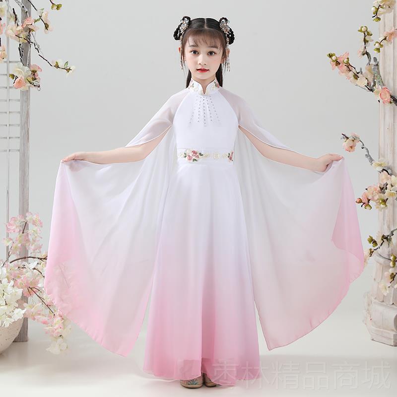 正品儿童款中古筝演出服女钢中大童仙女气质飘琴逸国风二胡表演服