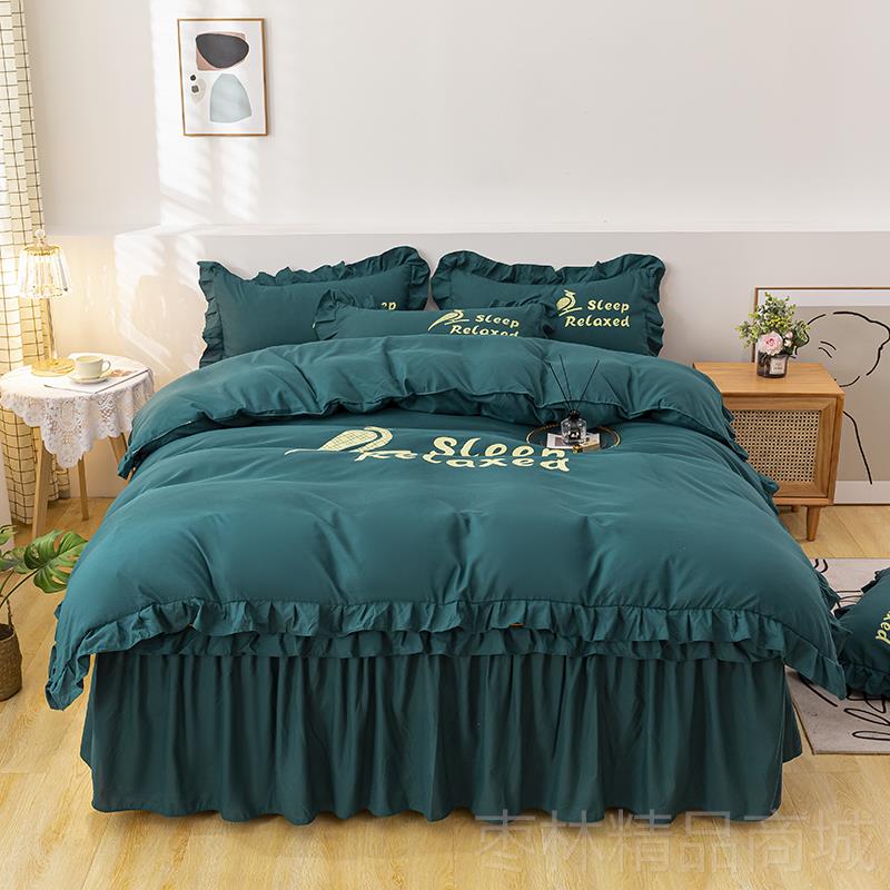 正品公主风n纯棉床裙四件套韩式全棉套床罩s蕾丝边床上用被品1.8i