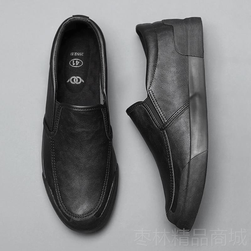 正品鞋2024冬流季新款男子潮鞋懒人皮鞋一脚蹬休闲鞋男潮鞋百搭板