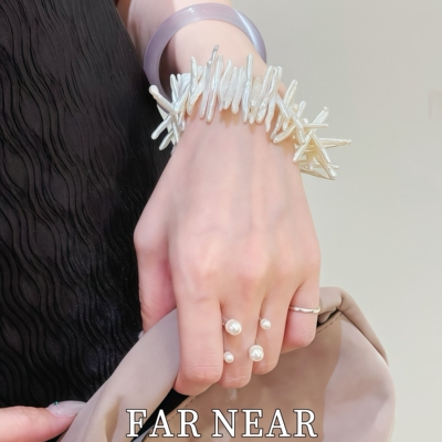 极光白牙签珍珠手链女小众设计感