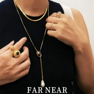 巴洛克抽拉项链FAR 简约百搭长项链小众设计高级感 NEAR毛衣链长款
