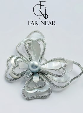 大溪地珍珠胸针FAR NEAR铂金灰珍珠天然贝母高级感轻奢设计感小众
