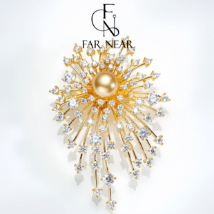 璀璨烟花胸针南阳金珠FAR NEAR轻奢高级感小众胸花别针几乎无暇