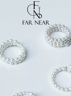 巴洛克弹力戒指天然淡水珍珠FAR NEAR三层弹力戒可调节s925银镀金