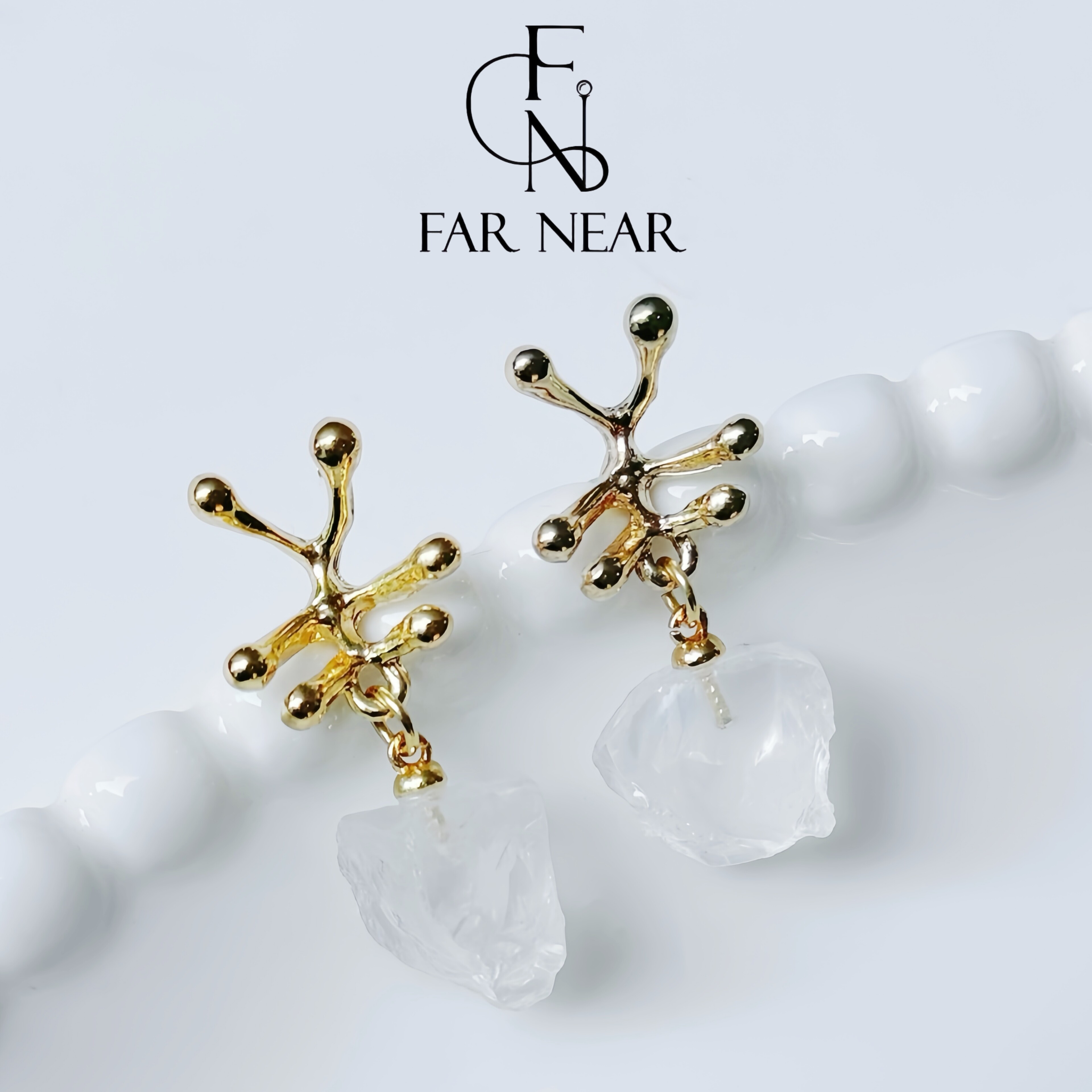 生命树白水晶耳饰FAR NEAR紫晶原石小众轻奢s925银不规则耳环法式