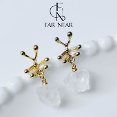 生命树白水晶耳饰FAR NEAR紫晶原石小众轻奢s925银不规则耳环法式