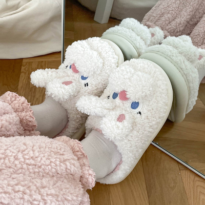 包头可爱b卡通棉拖鞋女冬季家居家室内保暖防滑毛毛绒家用棉拖男