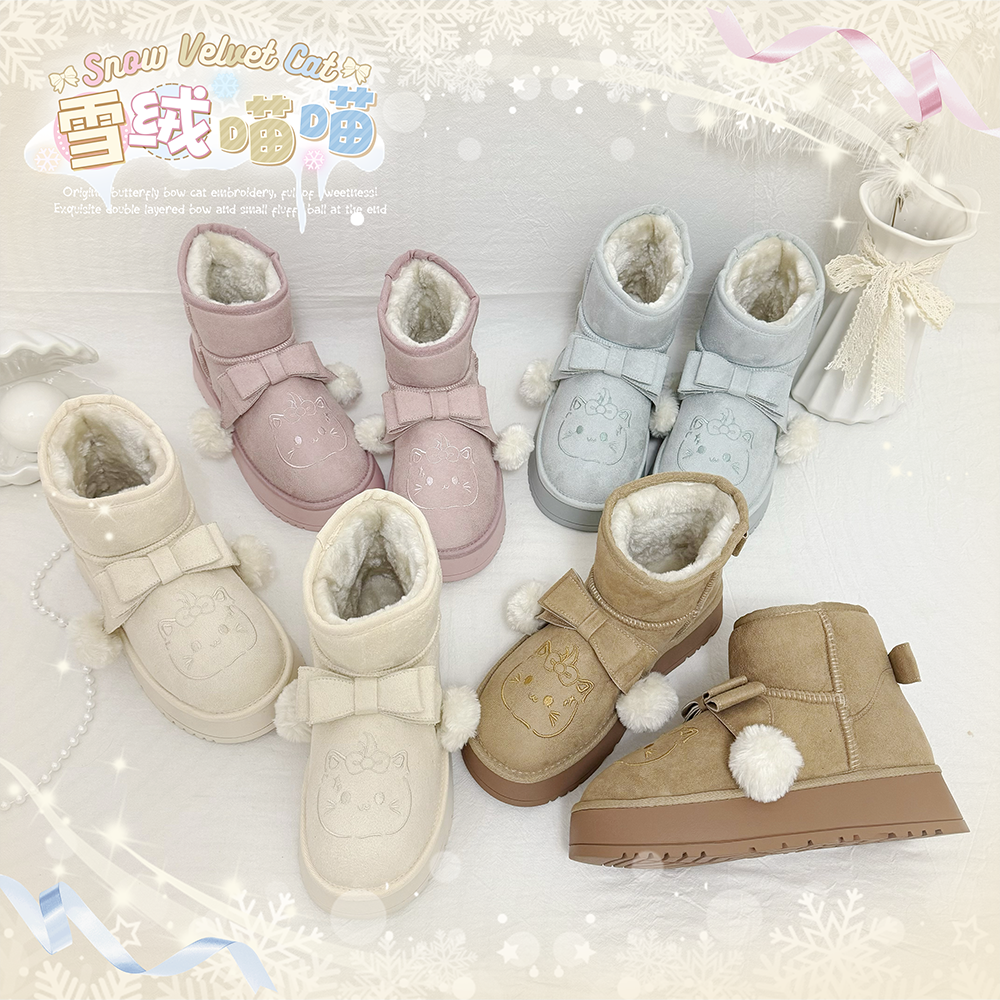 【现货】芝士芒芒物语 雪绒喵喵芝士芒芒物语原创lolita雪地靴