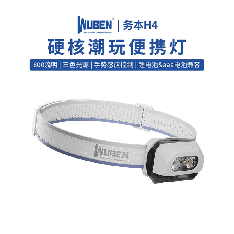 【新品】务本H4感应头灯LED强光超长续航登山钓鱼轻量化户外专用