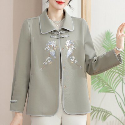 妈妈春装毛呢外套短款宽松薄款中老年女装超好看端庄大气呢子衣服