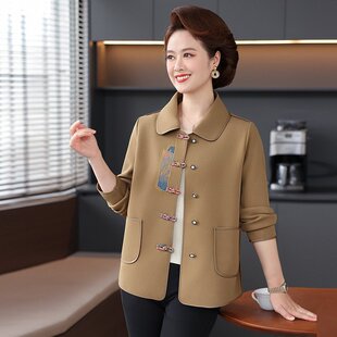 新中式妈妈装春季薄款小外套2026新款中老年女装巨好看风衣40岁50