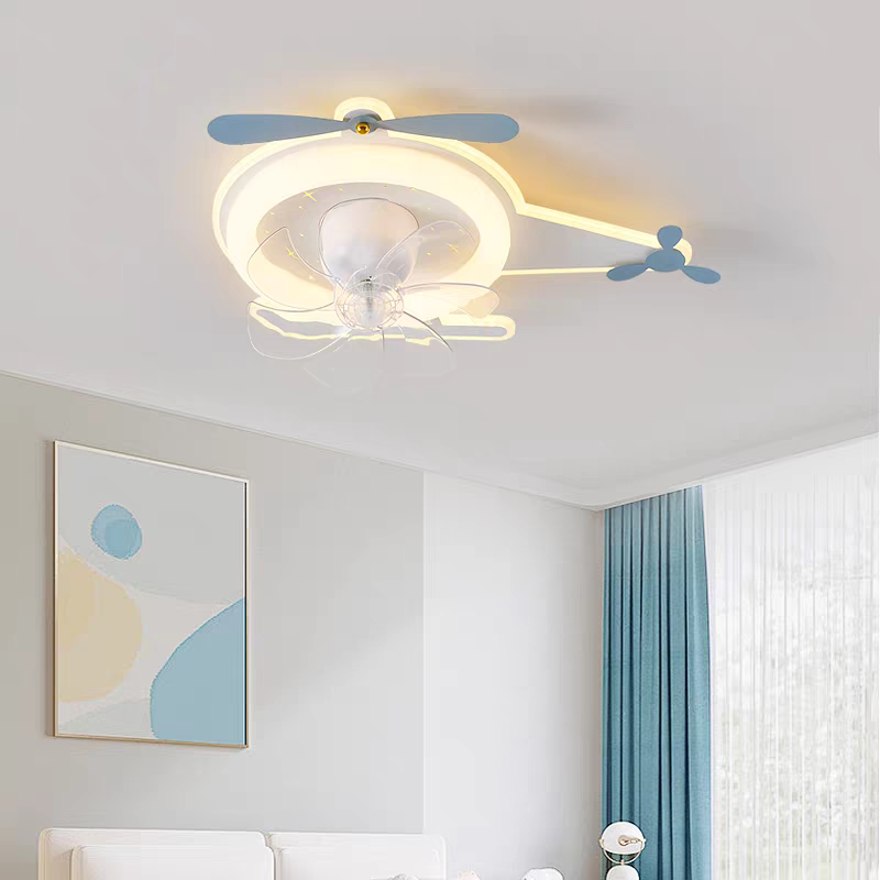 儿童房360度摇头飞机电风扇灯男孩女孩现代简约卧室吊扇创意吸顶