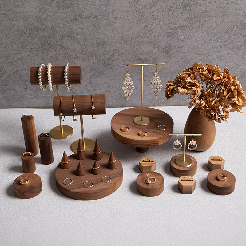 首饰展示架胡桃木戒指托手镯架耳环饰品珠宝陈列拍摄创意道具摆件
