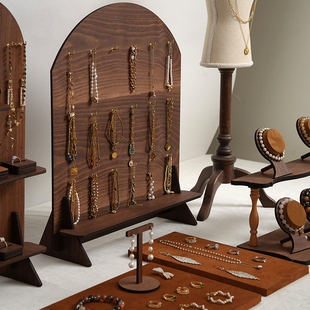 首饰展示架胡桃木洞洞板置物架手串牌耳环架饰品陈列拍摄道具摆件