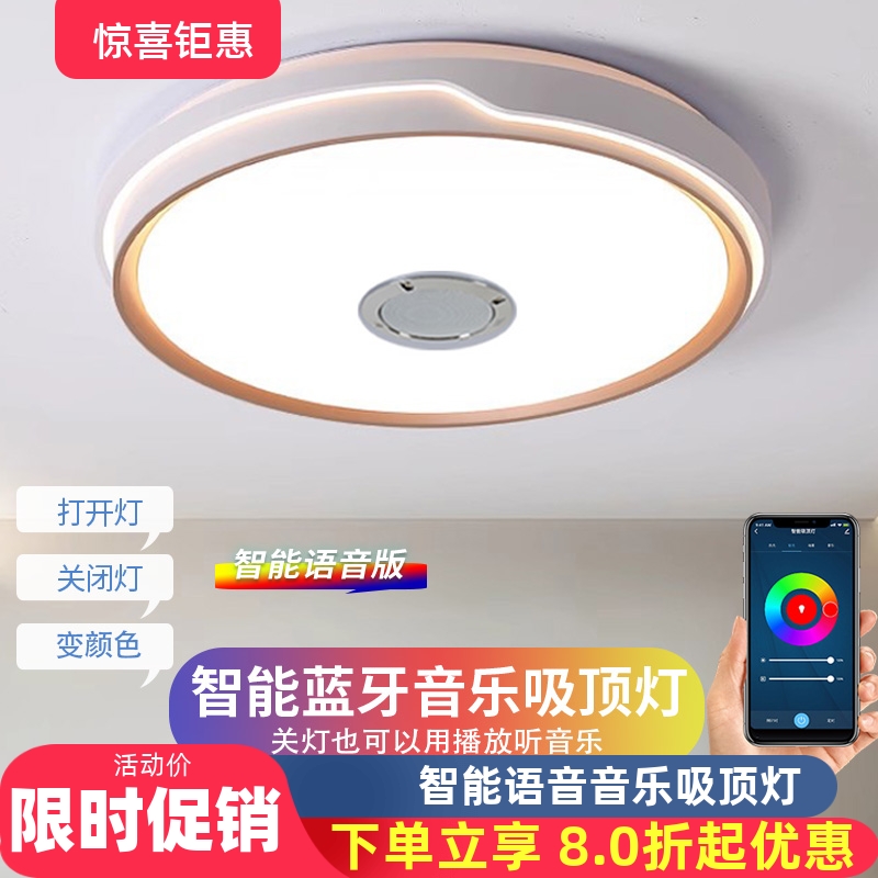 2025新款蓝牙音乐吸顶灯led家用卧室灯卧房灯客厅餐厅遥控声控灯