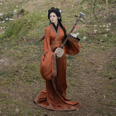 仙楚姬原创汉服女【岳山】春秋直裾战国袍复原男女同款情侣汉服