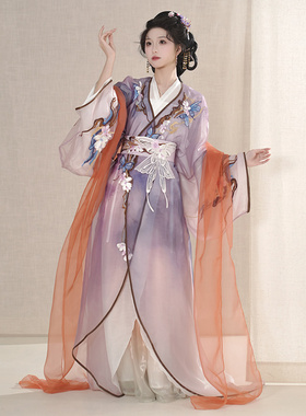仙楚姬【紫苏】魏晋风交领战国袍女原创汉服套装仙气日常春夏款