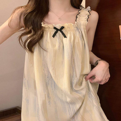 2026新款吊带睡裙夏季带胸垫睡衣女士夏天大码200斤可外穿家居服