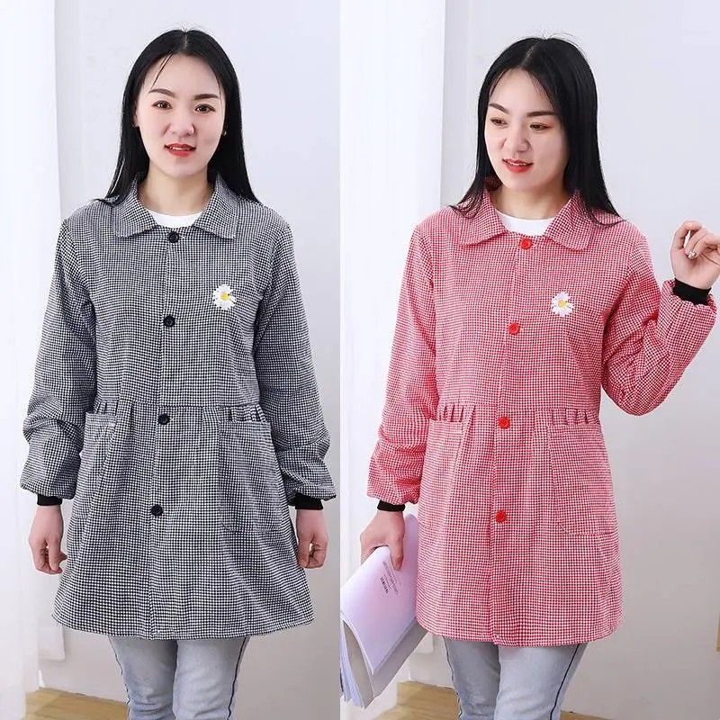 长袖罩衣家用厨房做饭围裙女时尚上班耐脏外穿工作服新款衣服围衣