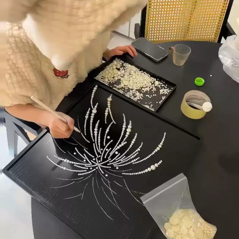 爆闪浪漫手工diy珍珠烟花画全套材料包送闺蜜朋友数字手工装饰画