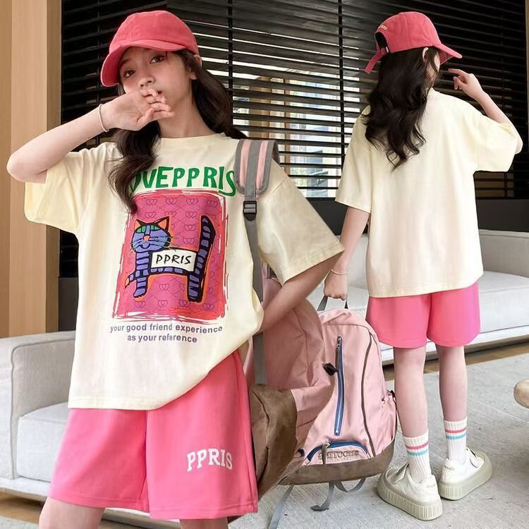 品牌女童网红休闲套装夏季新款