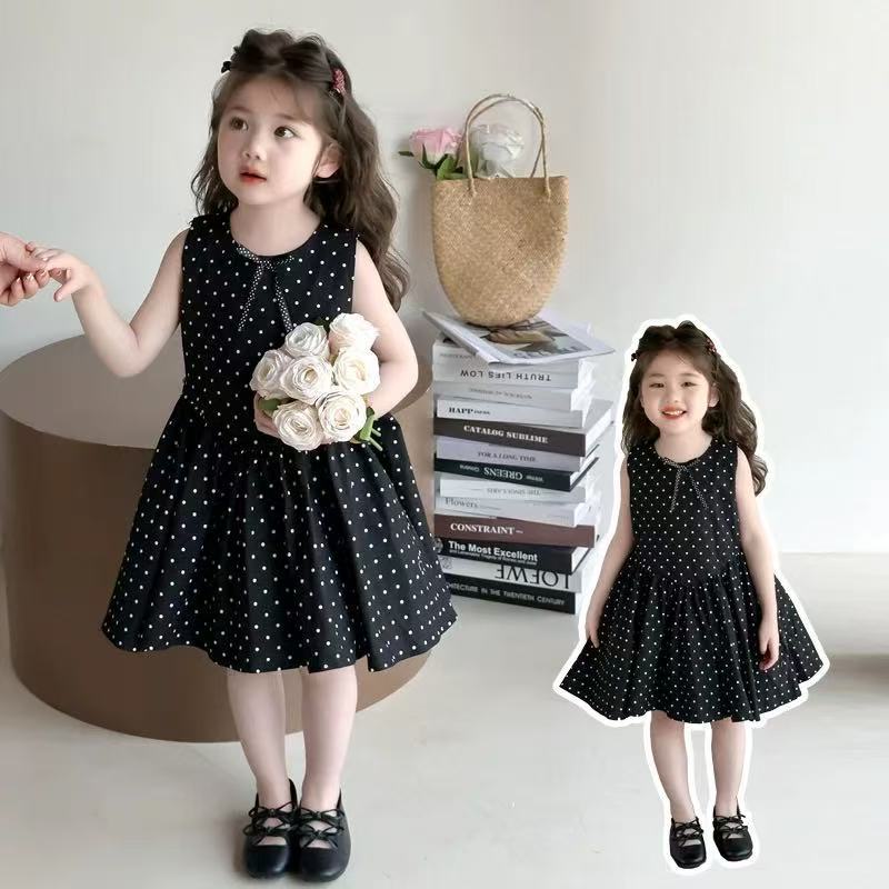 专柜正品夏季女童新款波点连衣裙