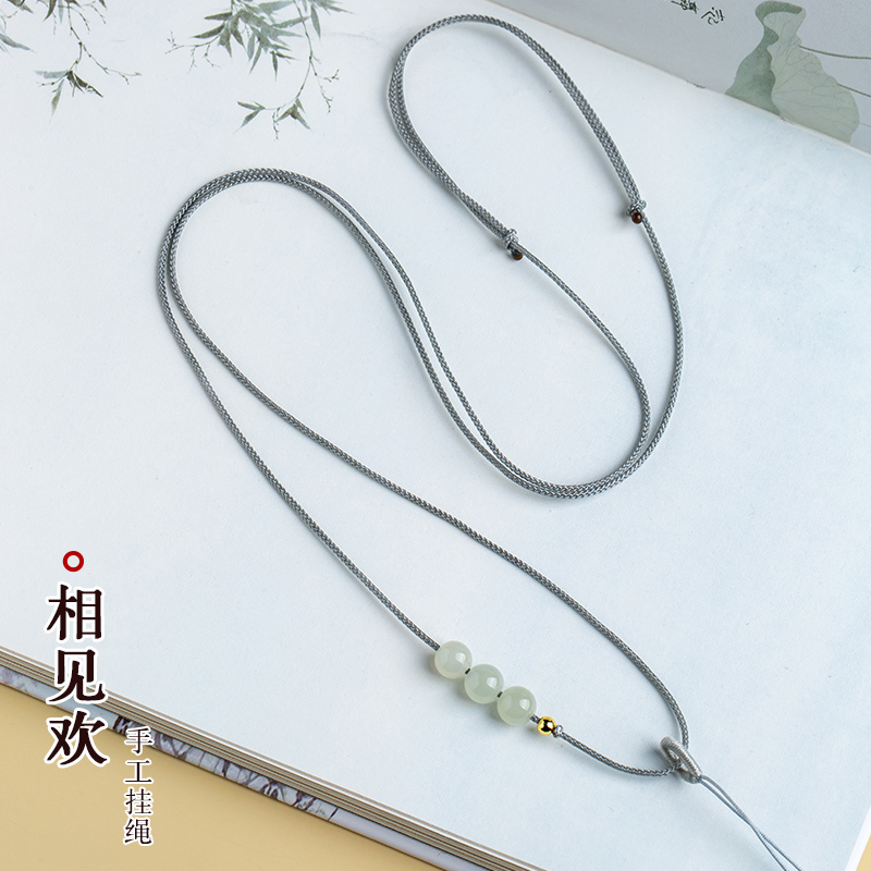 高档子晴水色细项链绳女和田玉佛