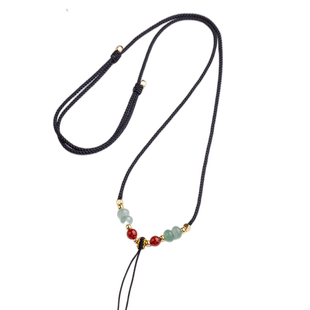 玉石珠手工编织吊坠挂绳项链绳女玉坠挂绳平安扣翡翠黄金挂坠绳