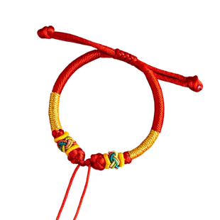 手工编织宝宝红绳可穿3D硬金珠不过敏百天满月周岁婴儿半成品手绳