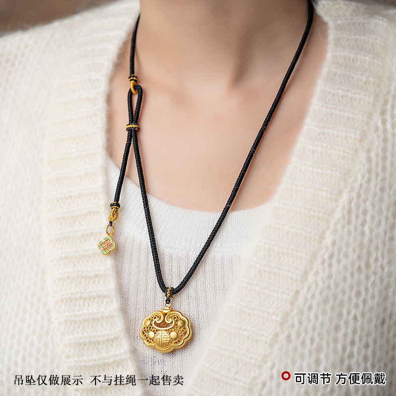手工编织双挂绳黄金八宝罗盘佛头