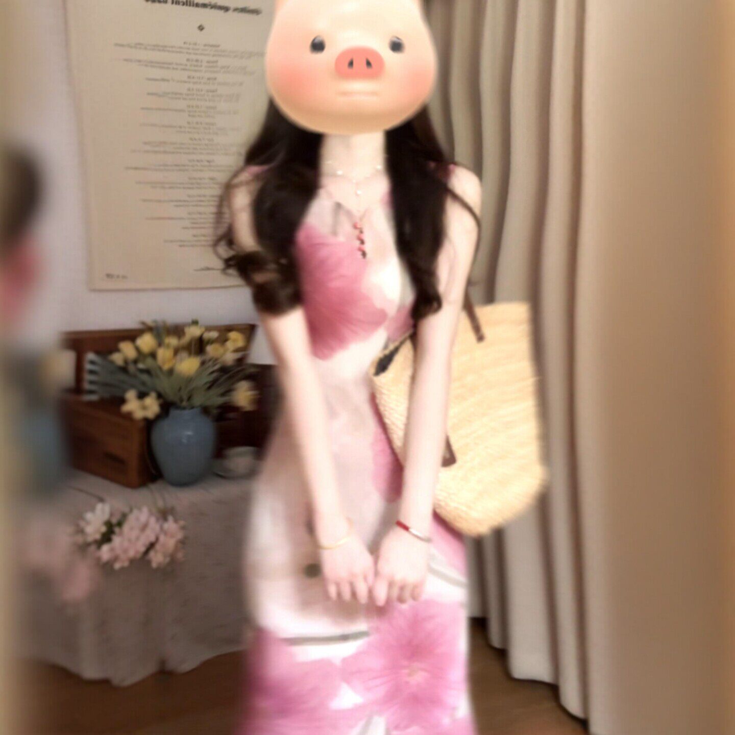 专柜新中式女装印花修身包臀吊带长裙独特超好看的女士连衣裙2026