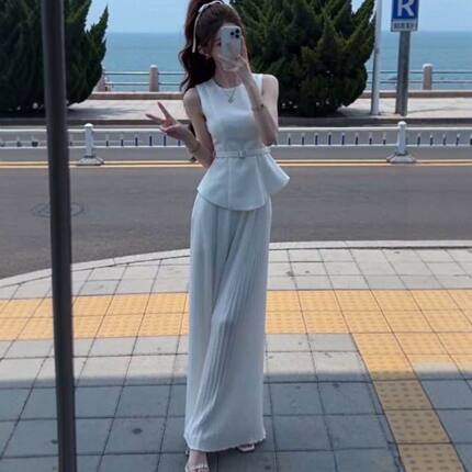 专柜韩系时尚气质背心上衣休闲裤两件套26夏季女款套装搭配一整套