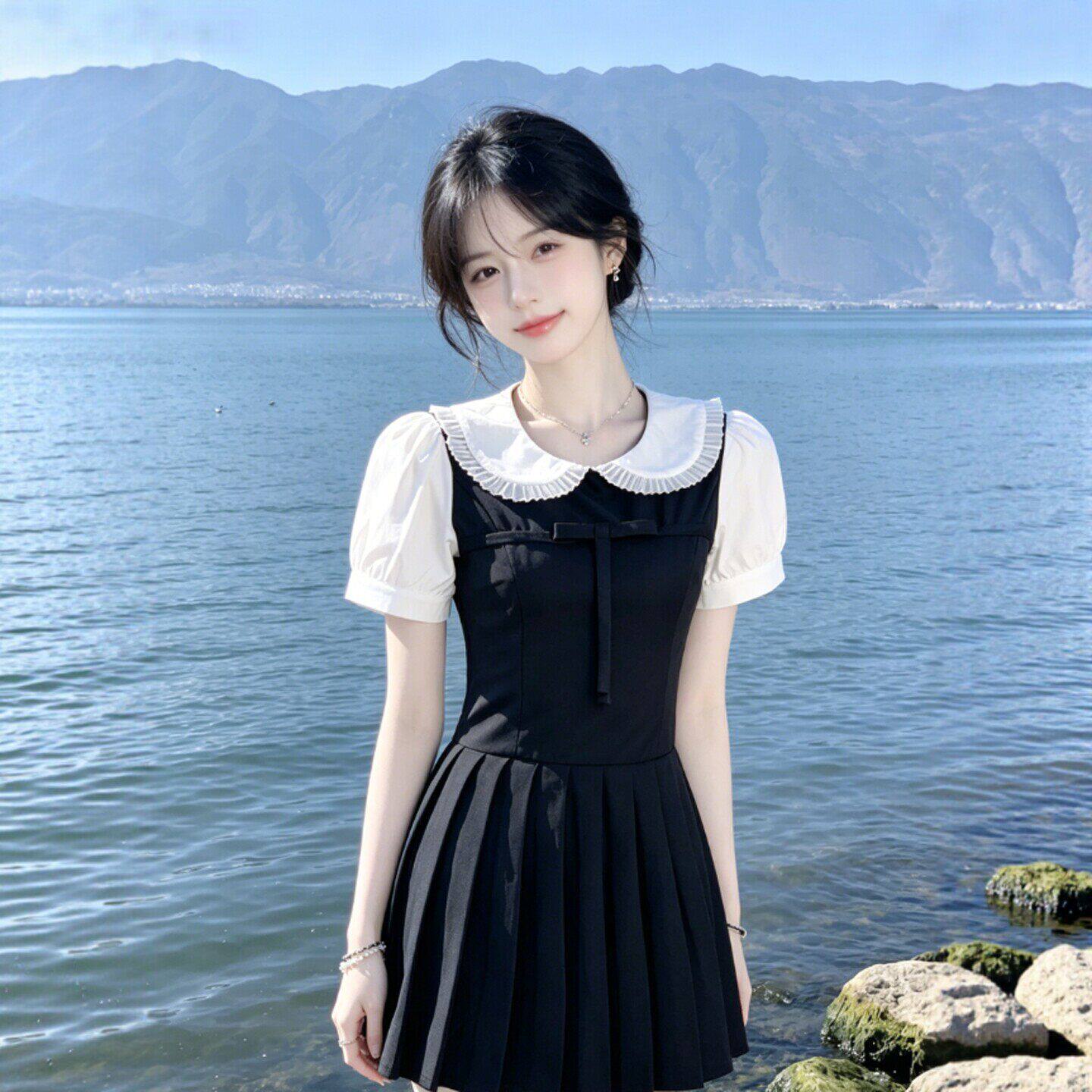 专柜韩系温柔风超好看的收腰显瘦连衣裙女小个子流行漂亮裙子2026