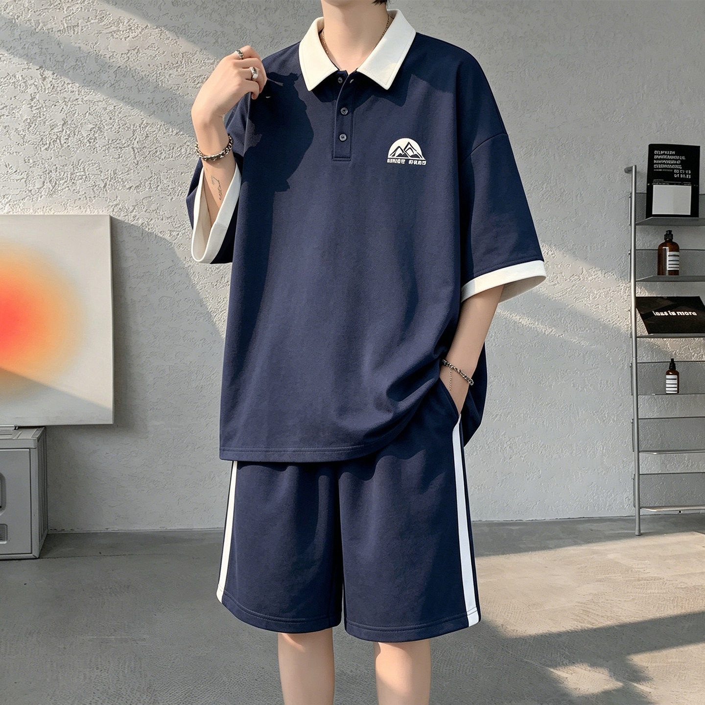 专柜POLO衫休闲套装男夏季2026新款凉感短袖短裤搭配一套帅气冰丝