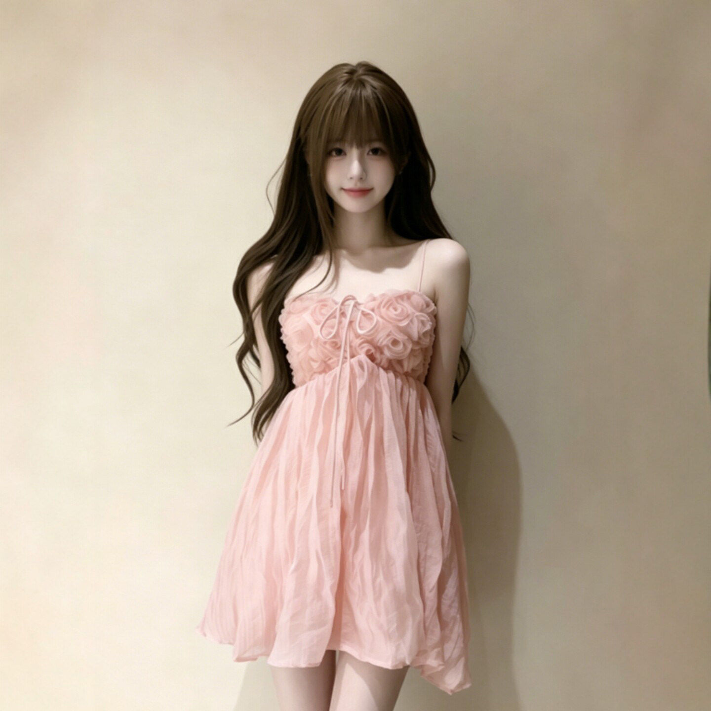 专柜温柔风独特超好看花朵吊带仙女裙小个子穿搭绝美连衣裙26夏天