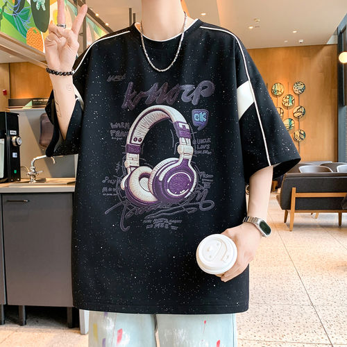专柜趣味印花短袖男夏季新款潮牌宽松凉感透气半袖衣服休闲青少年