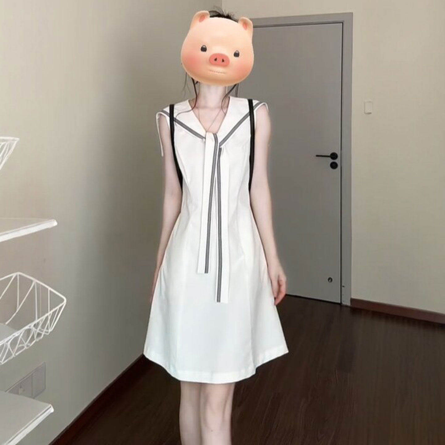 专柜韩系学院风超好看的收腰显瘦连衣裙小个子穿搭绝美不撞款裙子