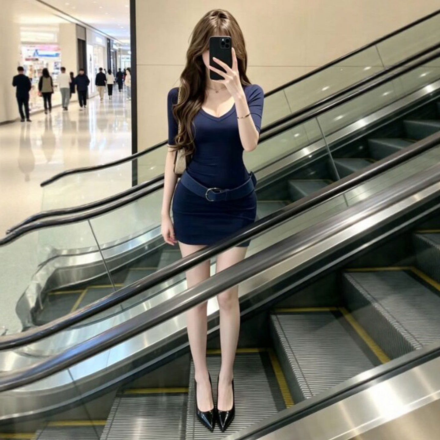 专柜御姐穿搭轻熟小众不撞款裙子复古时尚气质V领修身包臀连衣裙2