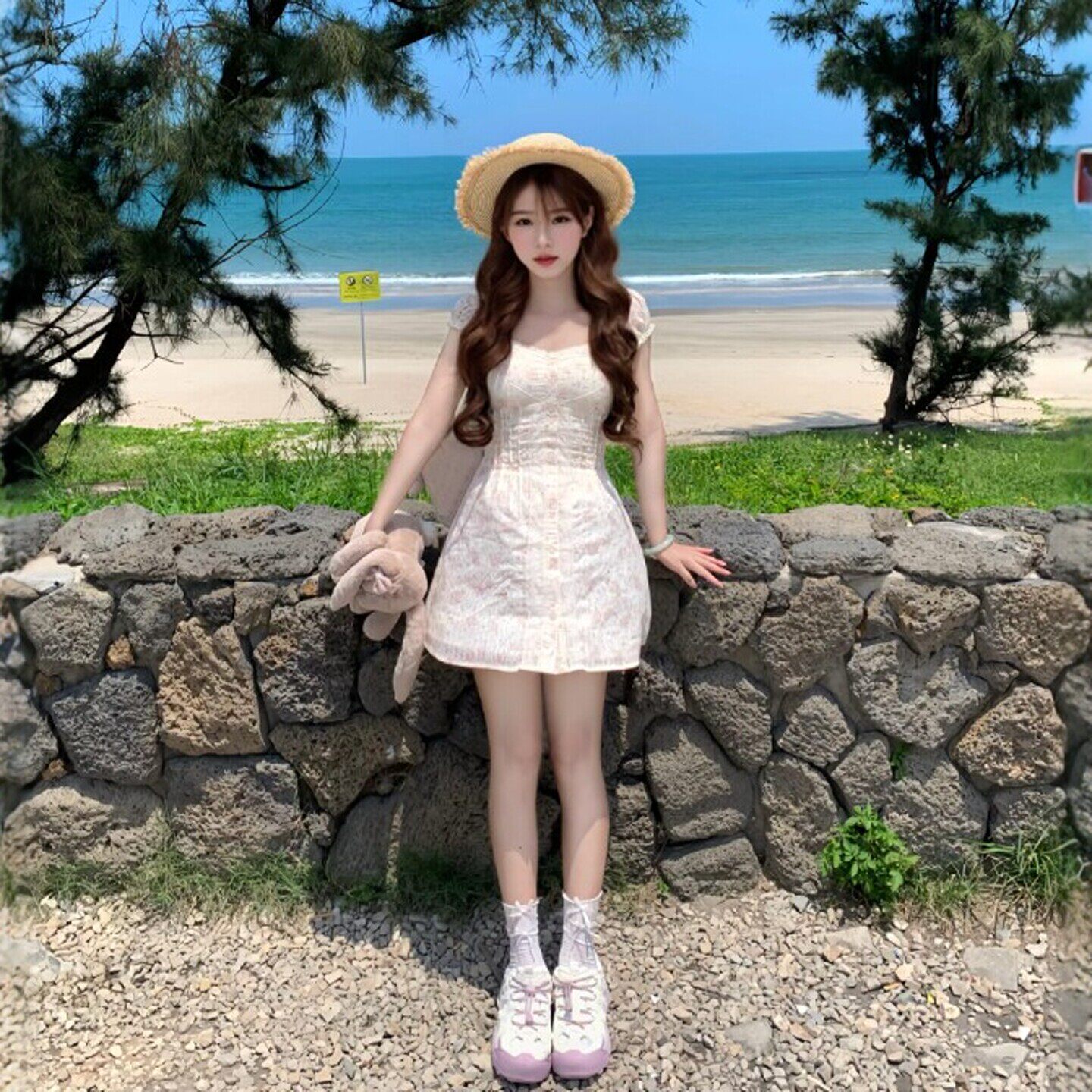 专柜小个子穿搭温柔风甜美收腰显瘦仙女连衣裙绝美不撞款小裙子26