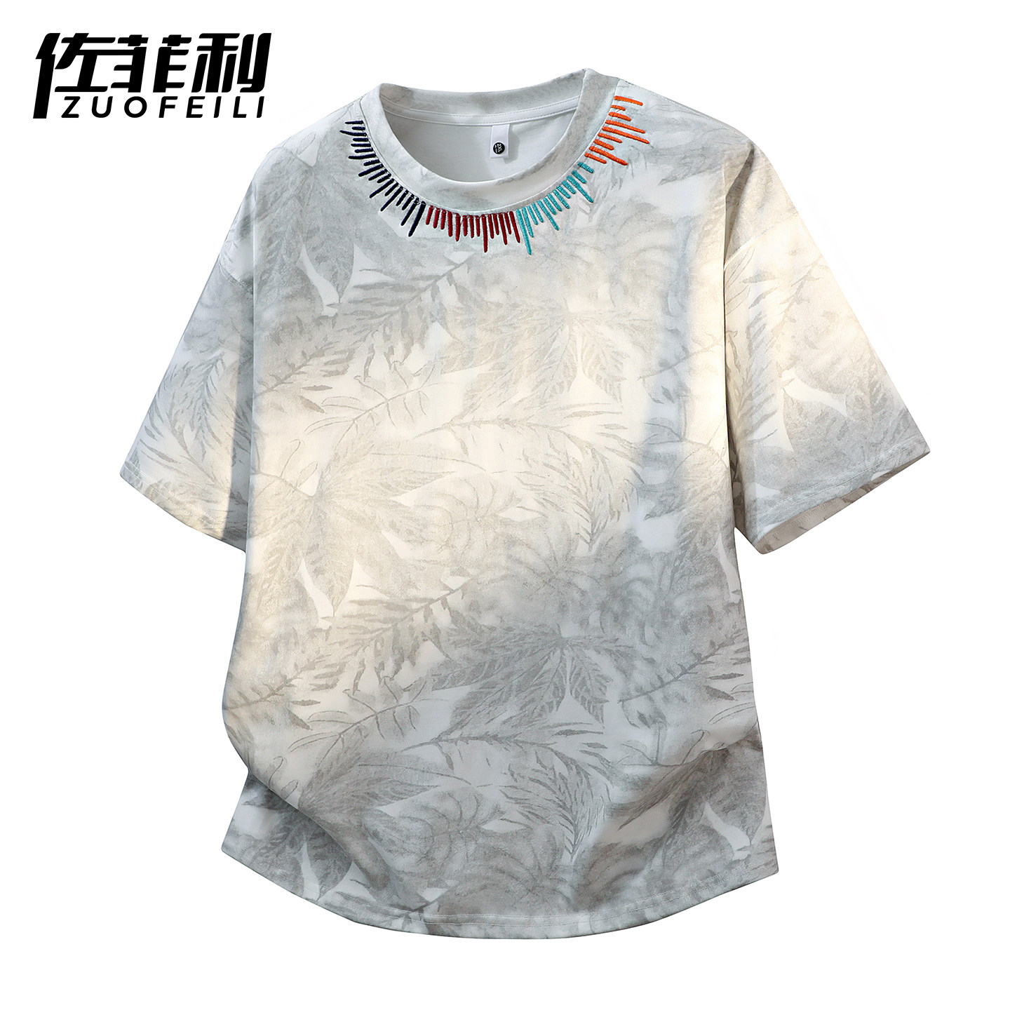 专柜美式刺绣短袖t恤男夏季2026新款设计感圆领半袖上衣男生休闲