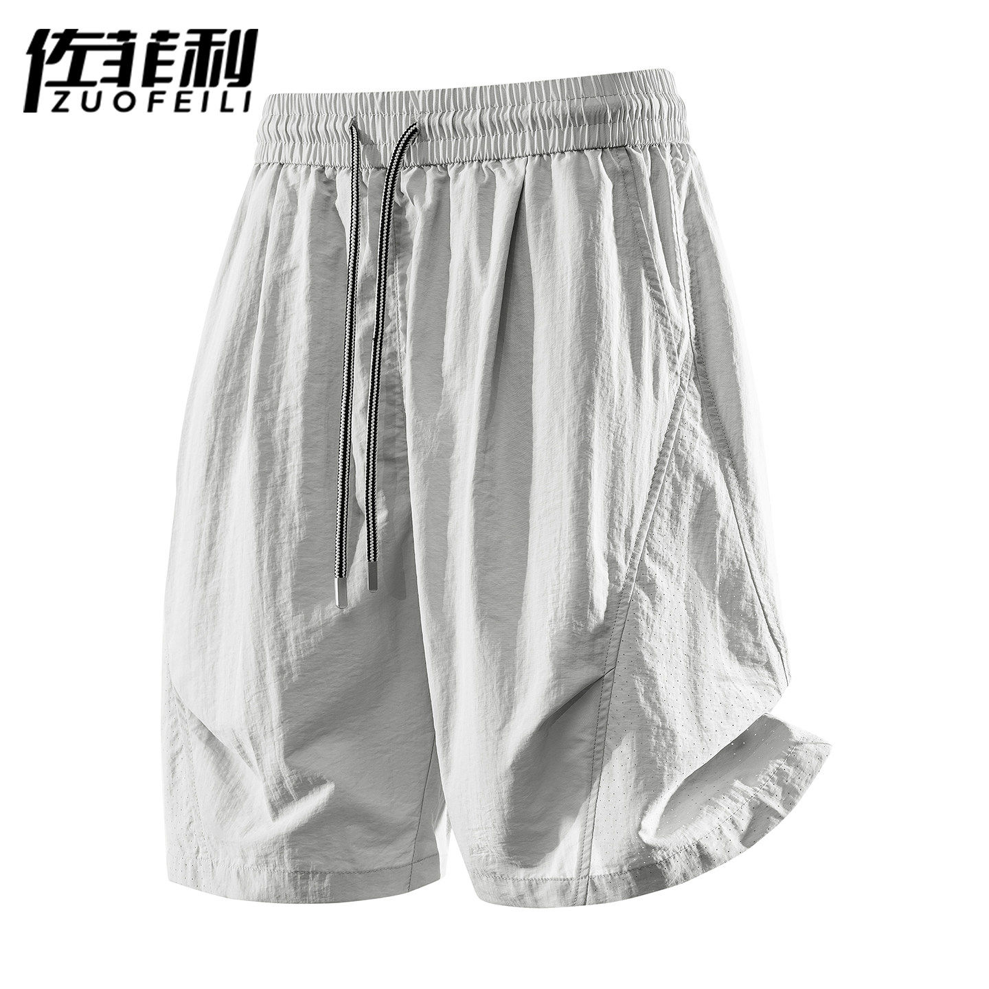 专柜冰丝网眼短裤男夏季薄款宽松直筒透气五分裤子男士休闲运动中