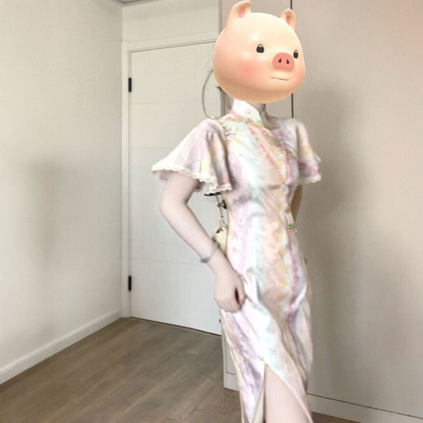 专柜新中式国风改良开叉旗袍长裙设计感超好看修身包臀连衣裙2026