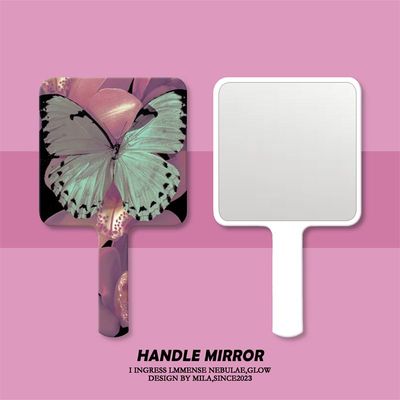 发光荧光蝴蝶手柄镜子便