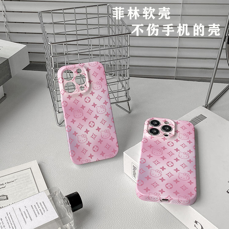 菲林软壳苹果15pro手机壳14Pro/16粉色KT猫iPhone13pro12全包XS定制