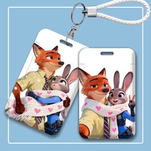 冬日氛围情侣款疯狂动物城卡套滑盖门禁卡饭卡公交卡厂牌卡挂卡套